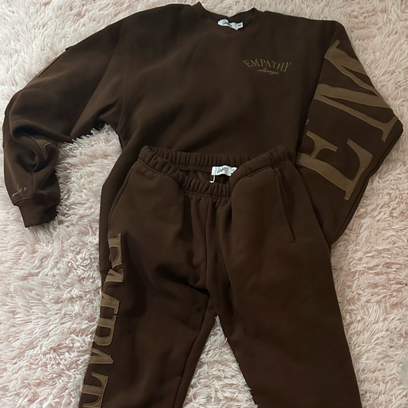 NWT Mayfair Group Empathy Always Espresso Crewneck Sweat Set Oversized XS - Picture 12 of 12